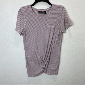 Rachel Zoe Knotted Front Hemline Striped T-Shirt